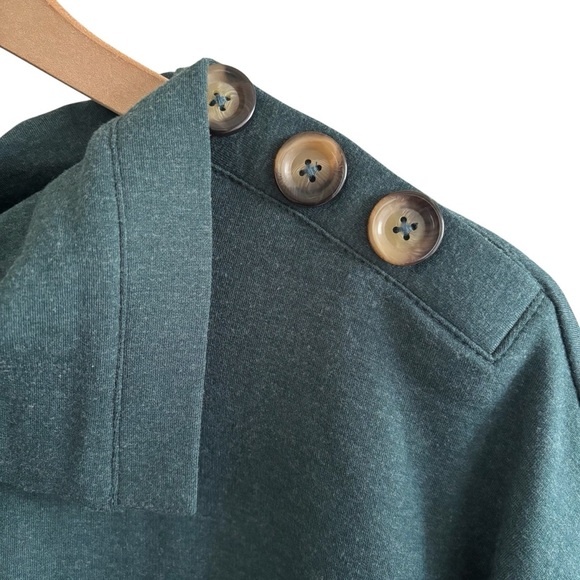 Tahari Cowl Neck Sweatshirt Size M Button Detail 3/4 Sleeve Casual Soft Cozy - Picture 4 of 16